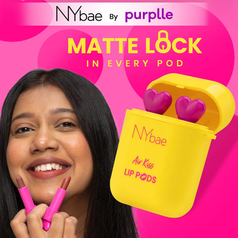 Buy NY Bae Air Kiss Lip Pods - Everyday Affair 02 (2.4 gm)| Creamy Matte Lipstick | Brown & Nude Lipstick | Long Lasting | Lip & Cheek Stain | Moisturising | Airpods Case | Travel Kit-Purplle