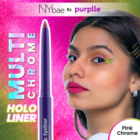 Buy NY Bae Holographic Gel Eyeliner - Pink Chrome 02 | Kajal | Waterproof Eyeliner | Long Lasting | Eyeshadow | Pen Eyeliner | Green Pink Eyeliner | Eye Makep (0.25 gm)-Purplle