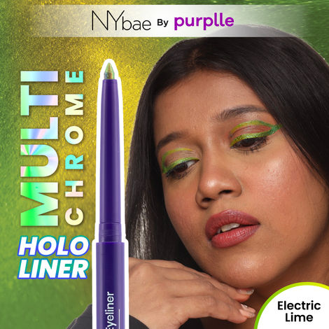 Buy NY Bae Holographic Gel Eyeliner - Electric Lime 03 | Kajal | Waterproof Eyeliner | Long Lasting | Eyeshadow | Pen Eyeliner | Neon Green Blue Eyeliner | Eye Makep (0.25 gm)-Purplle