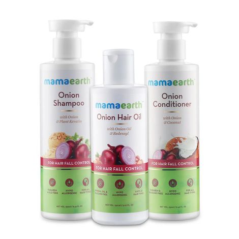 Buy Mamaearth Anti Hair Fall Spa Range with Onion Hair Oil + Onion Shampoo + Onion Conditioner for Hair fall Control-Purplle