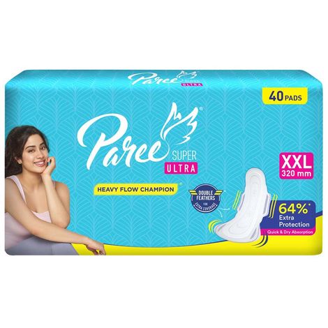Buy Paree Super Ultra Dry Feel XXL Tri-Fold Sanitary Pads for Women|40 Pads| Heavy Flow Champion| -Purplle