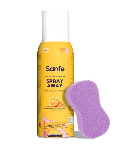 Buy Sanfe Spray Away Hair Removal Spray | For Bikini, Legs, Arms & UnderArm | Removes Hair in 10 Minutes with Skin Detan | Gives Full Body Usage in 112 ml-Purplle