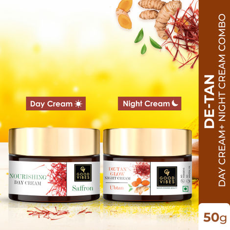 Buy Good Vibes Saffron Day Cream and Ubtan De-tan Night Cream Combo (Set of 2)-Purplle