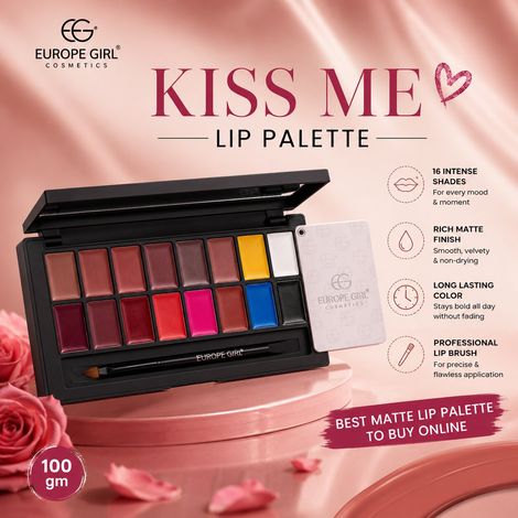 Buy Europegirl Cosmetics Kiss Me Lip Palette | Best Matte Lip Palette To Buy Online 100 gm-Purplle