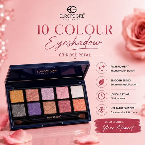 Buy Europegirl Cosmetics 10 Colour Eyeshadow-03 Rose Petal 10 gm-Purplle