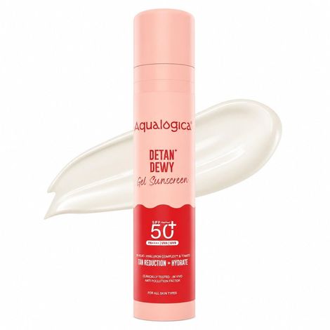 Buy Aqualogica Detan+ Dewy Lightweight Sunscreen Gel SPF 50+ PA++++ for Normal & Dry Skin 50gm|Tested on Gen Z-Purplle