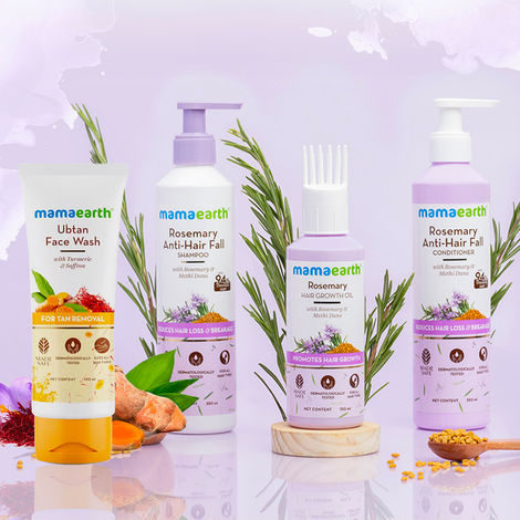 Buy Mamaearth Everyday Nourish & Cleanse Essential Kit (Ubtan Facewash + Rosemay Anti- Hair fall Shampoo + Rosemay Anti- Hair fall Conditioner + Rosemary Hair Oil) (100 ml + 250 ml + 250 ml + 150 ml)-Purplle