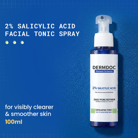 Buy DERMDOC 2% Salicylic Acid Facial Tonic Spray (100 ml) | Gentle Exfoliating Toner | Unclogs Pores, Targets Active Acne & Controls Excess Oil&nbsp;-Purplle