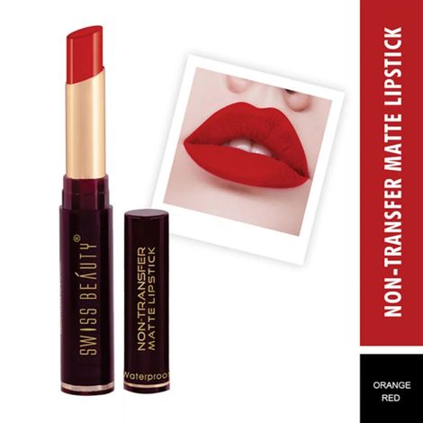 Buy Swiss Beauty Non-Transfer Matte Lipstick - 2 - Orange Red - 2 gm-Purplle