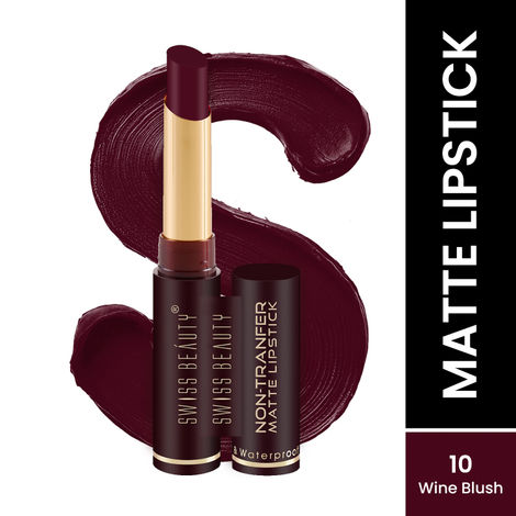 Buy Swiss Beauty Non-Transfer Matte Lipstick - 10 - Wine Blush - 2 gm-Purplle