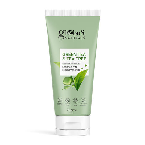 Buy Globus Green Tea & Tea Tree Radiance Face Wash, Enriched with Himalayan Rose, Ayurvedic Preparation, Paraben Free, Gentle & Mild, Suitable for Normal to Oily Skin, 75 gm-Purplle