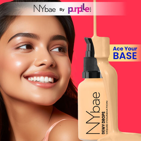 Buy NY Bae Dewy Drops Foundation - Cafe Au Lait 9 (30 ml) | Very Fair Skin | Warm Undertone | Full Coverage | Long Lasting | Non-Transfer-Purplle