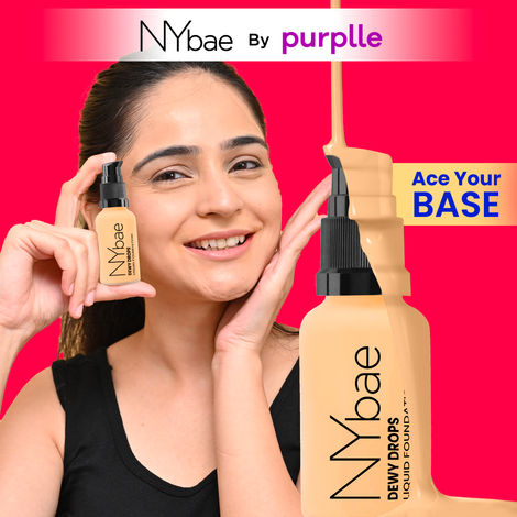 Buy NY Bae Dewy Drops Foundation - Cafe Au Lait 9 (30 ml) | Very Fair Skin | Warm Undertone | Full Coverage | Long Lasting | Non-Transfer-Purplle