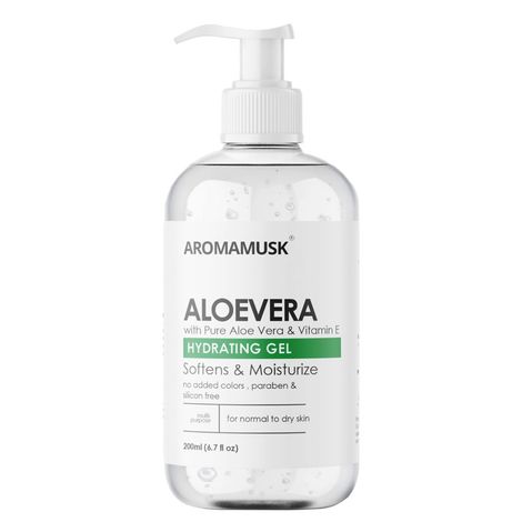 Buy AromaMusk Aloe Vera Gel For Face, with Pure Aloe Vera & Vitamin E for Skin and Hair - 200 ml (No Alcohol, Chemical & Paraben Free)-Purplle