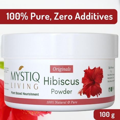 Buy Mystiq Living Hibiscus Powder (100 Gm) for hair mask, face mask or pack, Pure Gudhal Powder, Organic Hibiscus Flower Powder for dull hair & dry scalp 100% Natural-Purplle