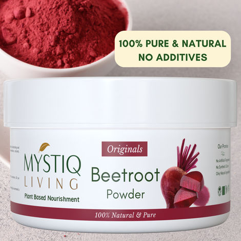 Buy Mystiq Living Beetroot Powder (100 Gm) for Hair Mask, Hair Growth, Beet Root Powder for Face Pack and Lips | 100% Natural and Organic | Pure & High Natural Antioxidants | Boost Energy | Additive Free and Pesticides-Purplle