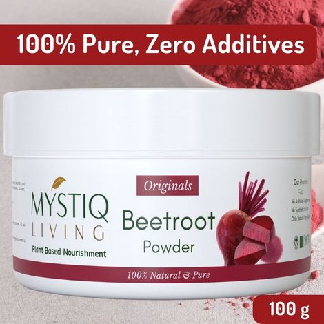 Buy Mystiq Living Beetroot Powder (100 Gm) for Hair Mask, Hair Growth, Beet Root Powder for Face Pack and Lips | 100% Natural and Organic | Pure & High Natural Antioxidants | Boost Energy | Additive Free and Pesticides-Purplle