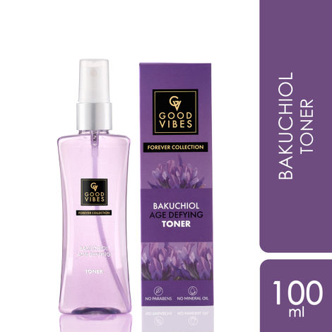 Buy Good Vibes Bakuchiol Age Defying Toner | Forever Collection | Anti- Ageing, Skin tightening | Vegan, No Parabens, No Sulphates, No Mineral Oil, No Silicones, No Animal Testing (100 ml)-Purplle