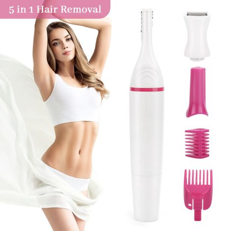Buy Trendzie Skin Care Multifunction 5 in 1 Women Hair Removal Electric Shaving Machine I Mini Shaver/Trimmer/Razor (Assorted Color)-Purplle