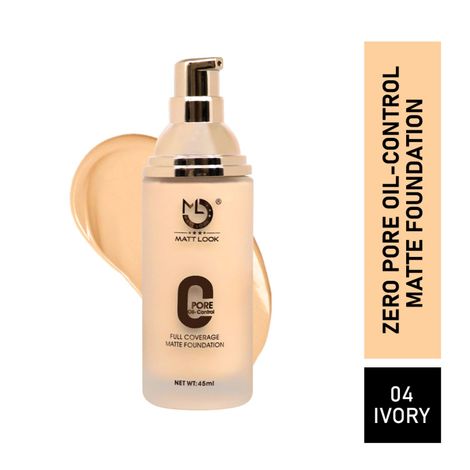 Buy Matt look Zero Pore Oil Control Full Coverage Matte Foundation, Ivory (45ml)-Purplle