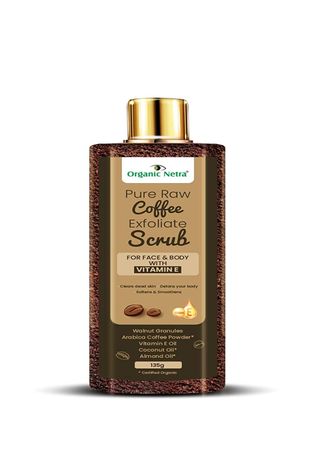 Buy Organic Netra Pure Raw Coffee Exfoliate Scrub for Face and Body with Vitamin E | Deeply Hydrates and Moistures Skin | Enriched with Natural and Organic Ingredients|Paraben Free - 135 gm (Pack of 1)-Purplle