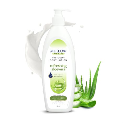 Buy Meglow Pro-Care Refreshing Aloevera Moisturizing Body Lotion 500ml, With Moisture Lock Technology Upto 48 Hours- For Men And Women-Purplle