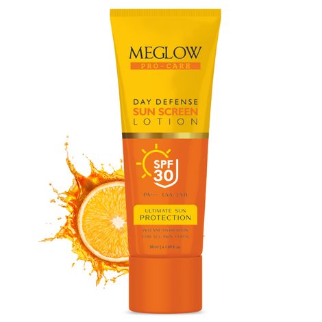 Buy Meglow SPF 30 PA+++ Sunscreen Lotion | Broad Spectrum | UVA+UVB Protection | For All Skin Types - 50ml-Purplle
