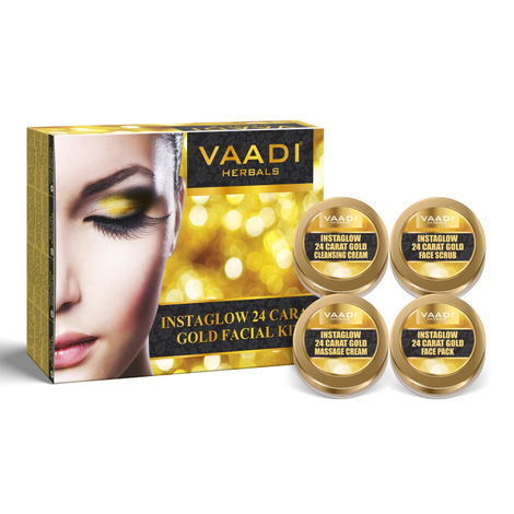 Buy Vaadi Herbals Gold Facial Kit 24 Carat Gold Leaves, Marigold & Wheatgerm Oil, Lemon Peel Extract (110 gm)-Purplle