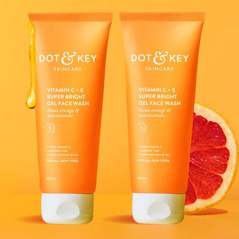 Buy Dot & Key Vitamin C + E Super Bright Gel Face Wash 100ml - Pack of 2-Purplle