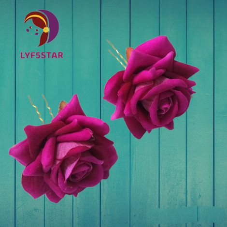 Buy LYF5STAR Handmade Purple Rose Floral Bride Juda Pin For Women - Pack of 2-Purplle