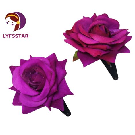 Buy LYF5STAR Artificial Purple Rose Flower Handmade Bride Tiktok Hairpin - Pack of 2-Purplle