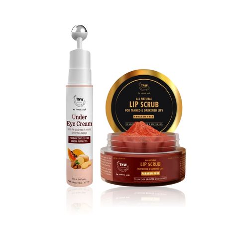 Buy TNW The Natural Wash Under Eye Cream for Dark Circles & Lip Scrub for Dark & Tanned Lips Combo of 2-Purplle