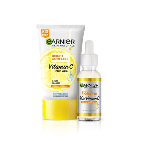 Buy Garnier Cleanse and Treat Combo (Garnier Bright Complete Facewash 150G & Garnier Bright Complete Vitamin C serum 30ml)-Purplle