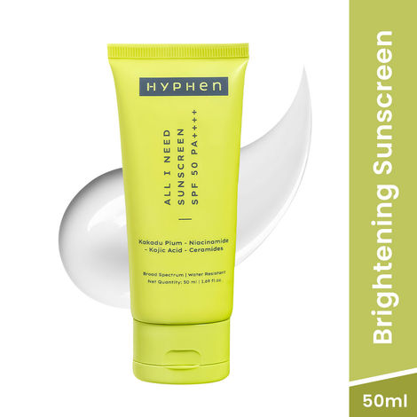Buy Hyphen All I Need Sunscreen SPF50 PA++++ | Brightens - Niacinamide, Kojic Acid, Vit C Rich Kakadu Plum | Lightweight Non-Greasy UVA/B Protection -50 ml-Purplle
