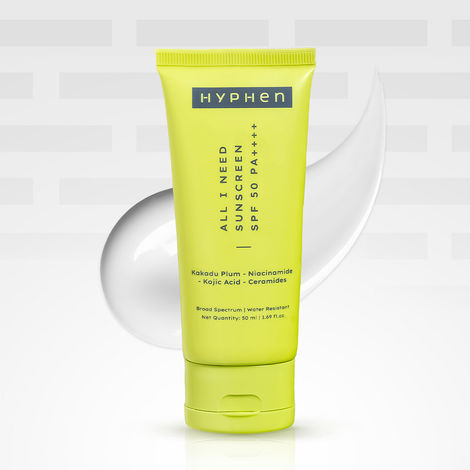 Buy Hyphen All I Need Sunscreen SPF50 PA++++ | Brightens - Niacinamide, Kojic Acid, Vit C Rich Kakadu Plum | Lightweight Non-Greasy UVA/B Protection -50 ml-Purplle