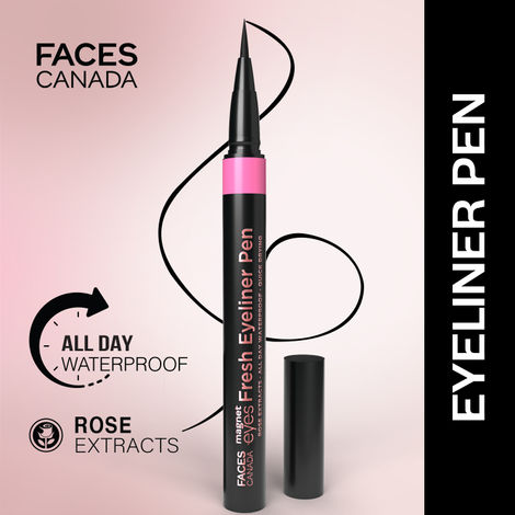Buy FACES CANADA Magneteyes Fresh Eyeliner Pen - Black, 1 ml | All - Day Waterproof & Smudgeproof | Long-Lasting | Intense Color Payoff | Quick Drying & One Stroke Application | Rose Extract-Purplle