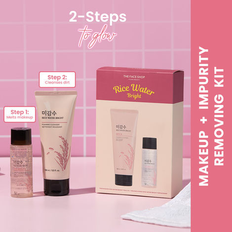 Buy The Face Shop 2 Step Rice Water Bright Kit | Rice Water Bright Foaming Face Wash 100 ml + Rice Water Bright Light Cleansing Oil 55 ml-Purplle