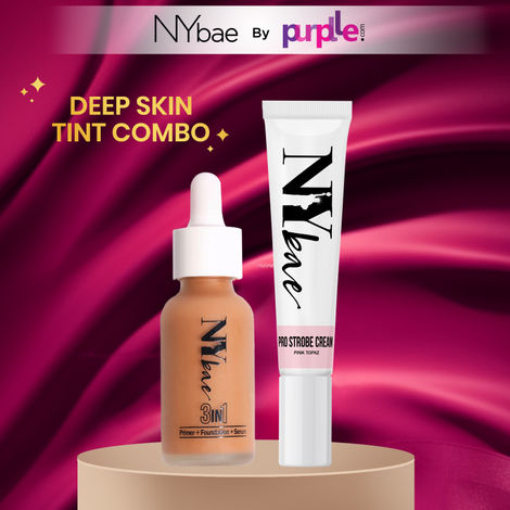 Buy NY Bae Strobe Skin Tint Combo - Deep Skin | Strobe Pink Topaz | Warm Honey Foundation | Skin Tint | Glowy Korean Skin | Fair Skin Tone | Everyday Makeup Kit,42 gm-Purplle