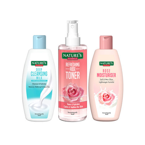 Buy Nature's Essence CTM Combo - The Ultimate Skincare Trio, Cleansing Milk - Toner - Moisturiser, 300 ml-Purplle