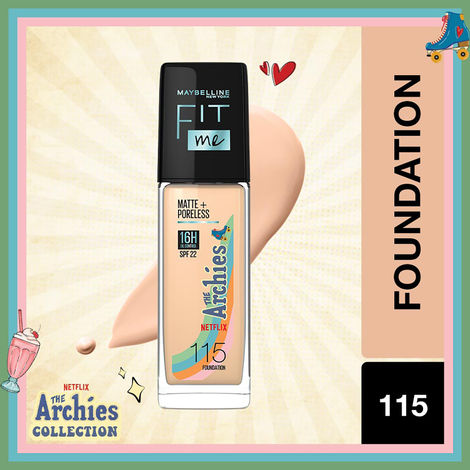 Buy Maybelline New York Liquid Foundation, Fit Me Matte + Poreless, The Archies Limited Edition, Shade 115, 30ml-Purplle