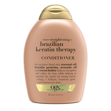 Buy OGX Ever Straightening Brazilian Keratin Smooth Conditioner | Coconut Oil, Keratin Proteins, Avocado Oil & Cocoa Butter, For Dry, Curly, Frizzy, Fine Hair Sulfate Parabens Free 385 ml-Purplle