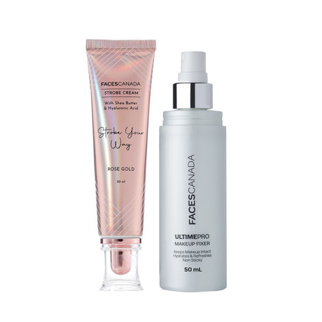 Buy FACESCANADA Glow & Go Combo Kit - Rose Gold Strobe Cream (30Ml) & Makeup Fixer (50Ml) | All Day Natural Glow | Hydrating Makeup Fixer | Illuminating & Glowing Makeup Kit | Combo of 2-Purplle