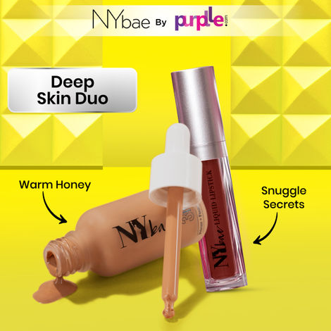 Buy NY Bae Deep Canvas & Confessions Duo | 3in1 Serum Foundation-Warm Honey | Deep Skin Tint | Matte Nude Lipstick | NY Bae Makeup Kit | NY Bae combo-Purplle