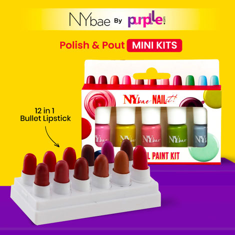 Buy NY Bae Polish & Pout Perfection Kit | Set of 5 Glossy Polish | Chip-Free | 12in1 Mini Lip Kit | Lip Crayons | Creamy Matte | Travel Makeup Kit | Combo-Purplle