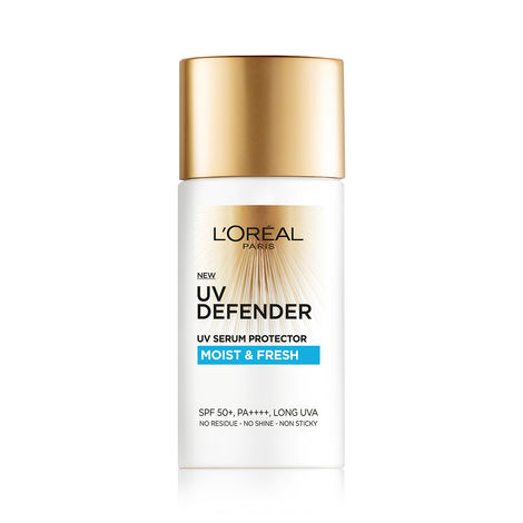 Buy L'Oreal Paris UV Defender Serum Protector Sunscreen SPF 50+, Moist & Fresh (50 ml)-Purplle