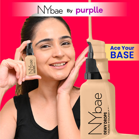 Buy NY Bae Dewy Drops Foundation - White Coffee 08 (30 ml) | Very Fair Skin | Cool Undertone | Full Coverage | Long Lasting | Non-Transfer-Purplle