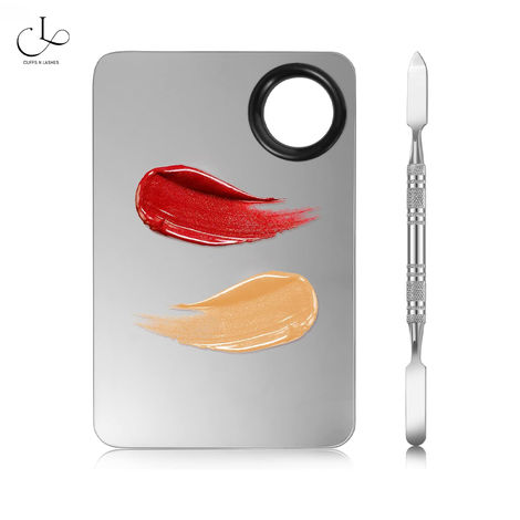 Buy Cuffs N Lashes Stainless Steel Makeup Mixing Plate With Spatula Pack of 2-Purplle