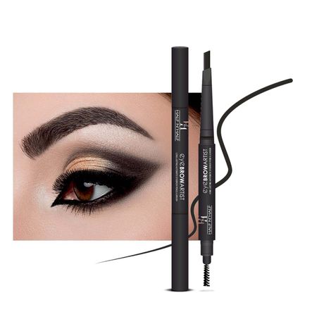 Buy Half N Half Eye Brow Artist Long Lasting Automatic Eyebrow Pencil & Brush, Black (0.4gm)-Purplle