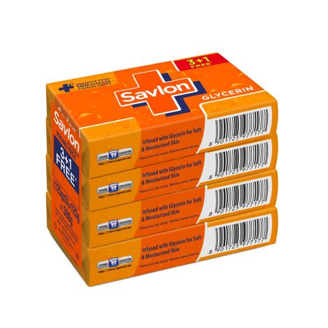 Buy Savlon Moisturizing Glycerin soap bar (Buy 3 Get 1 - 125g each) with germ protection-Purplle