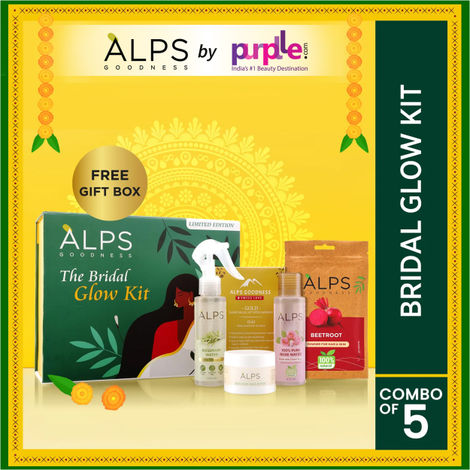 Buy Alps Goodness Bridal Glow Kit (Pack of 5) with Beetroot Powder, Rose Water, Rosemary Water, Gold Facial Kit & Shea Butter-Purplle